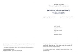 In memoriam - Ton van Aarnhem 1